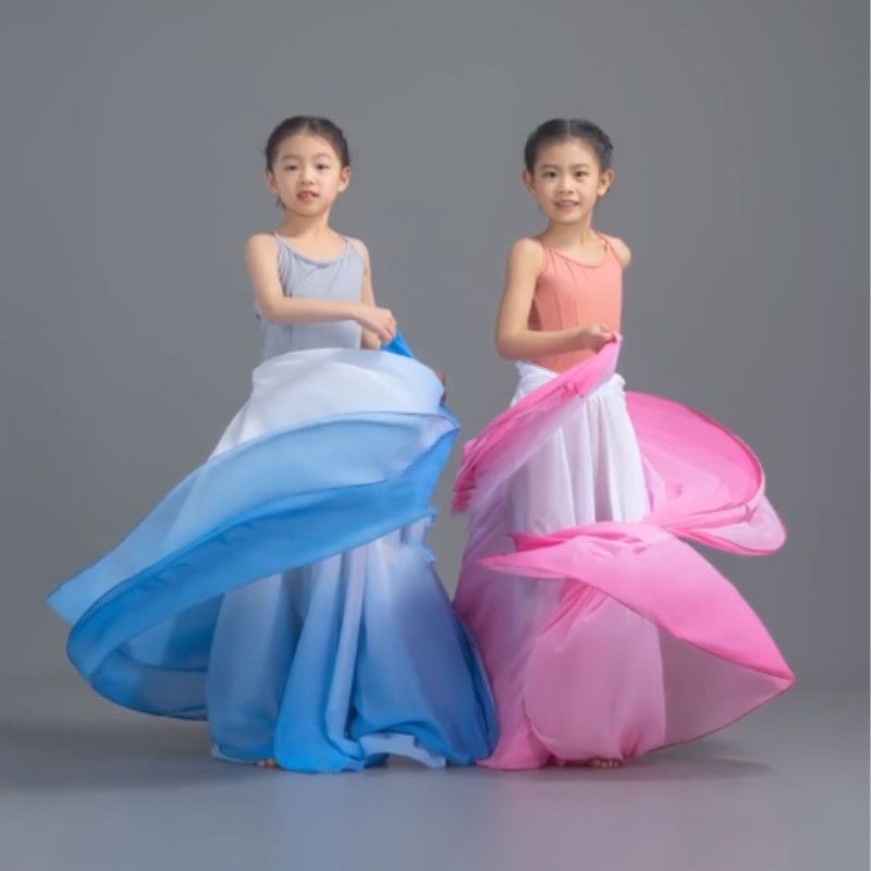 [M &amp; E] Chân Váy Khiêu Vũ Dân Tộc Dáng Dài Vải Voan Màu Gradient Dành Cho Bé Gái