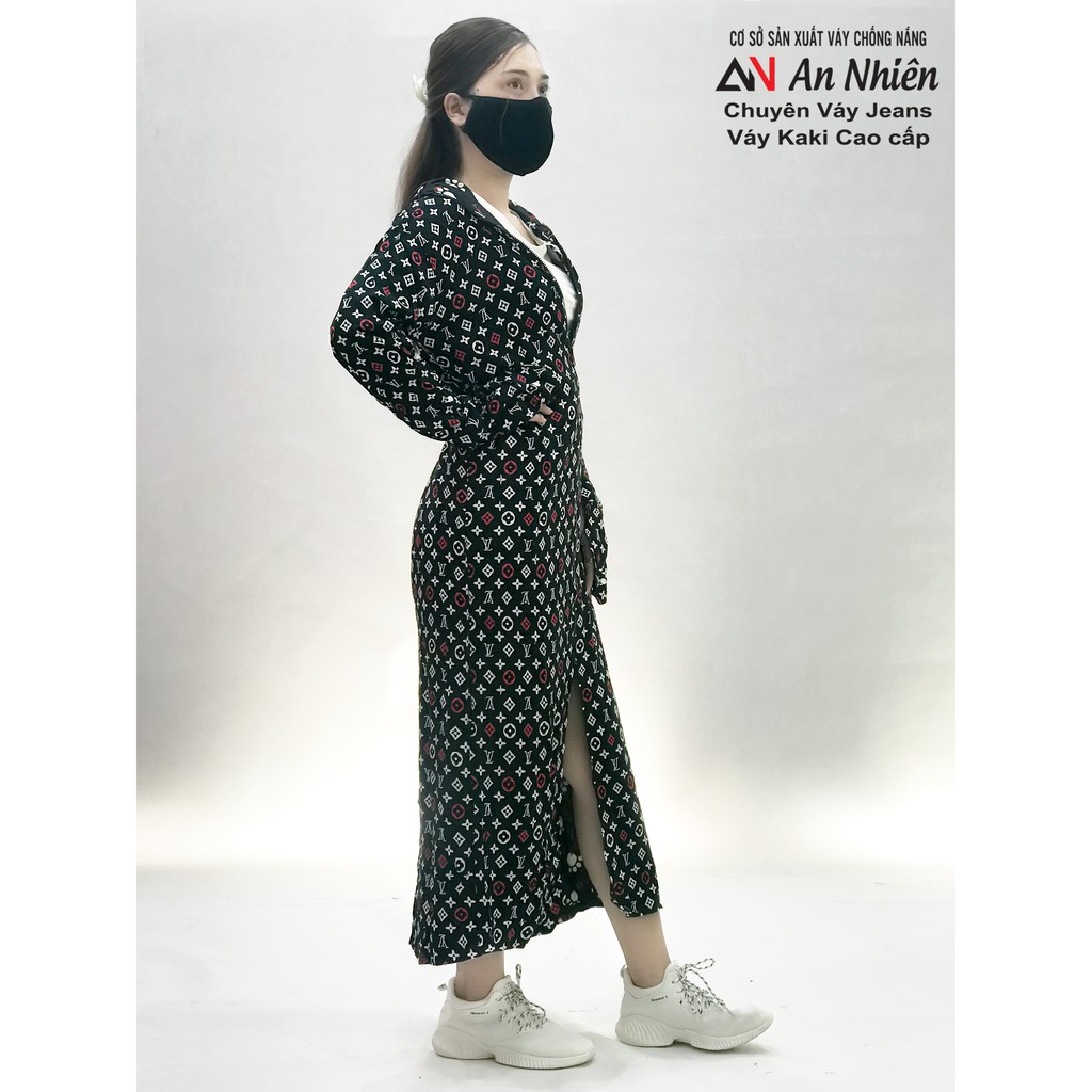 Váy chống nắng toàn thân 2 mặt form dáng đẹp xèo rộng dài phủ hết chân + khẩu trang [được chọn mẫu]
