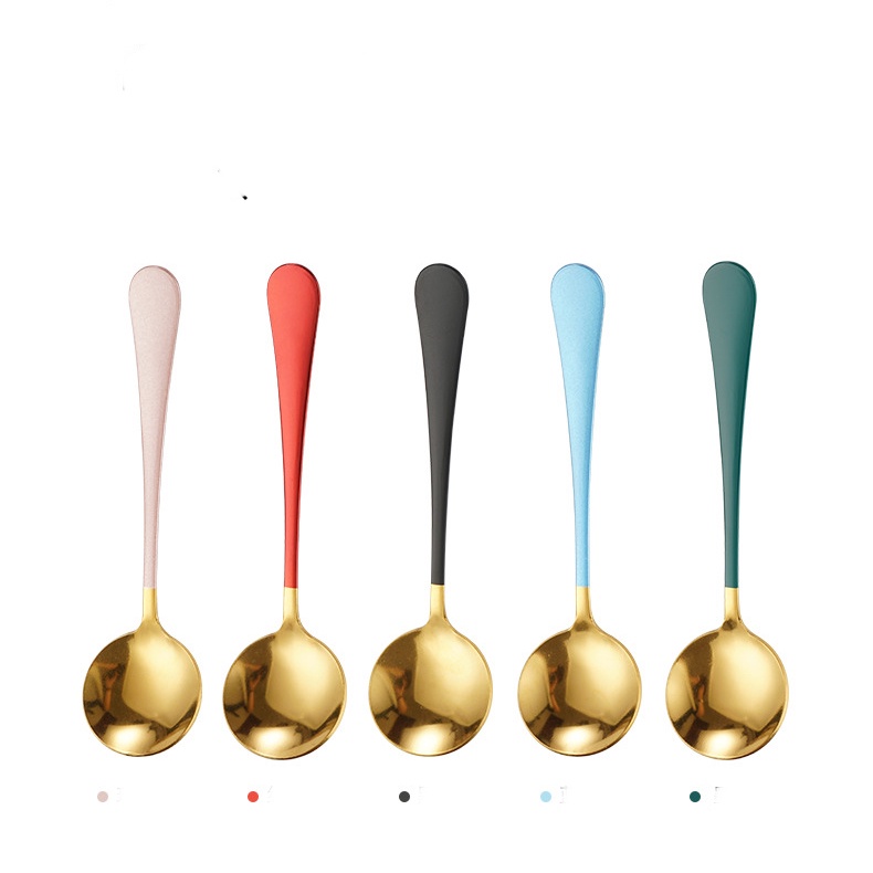 Muỗng Tròn Cán Nhiều Màu Trơn Đơn Giản