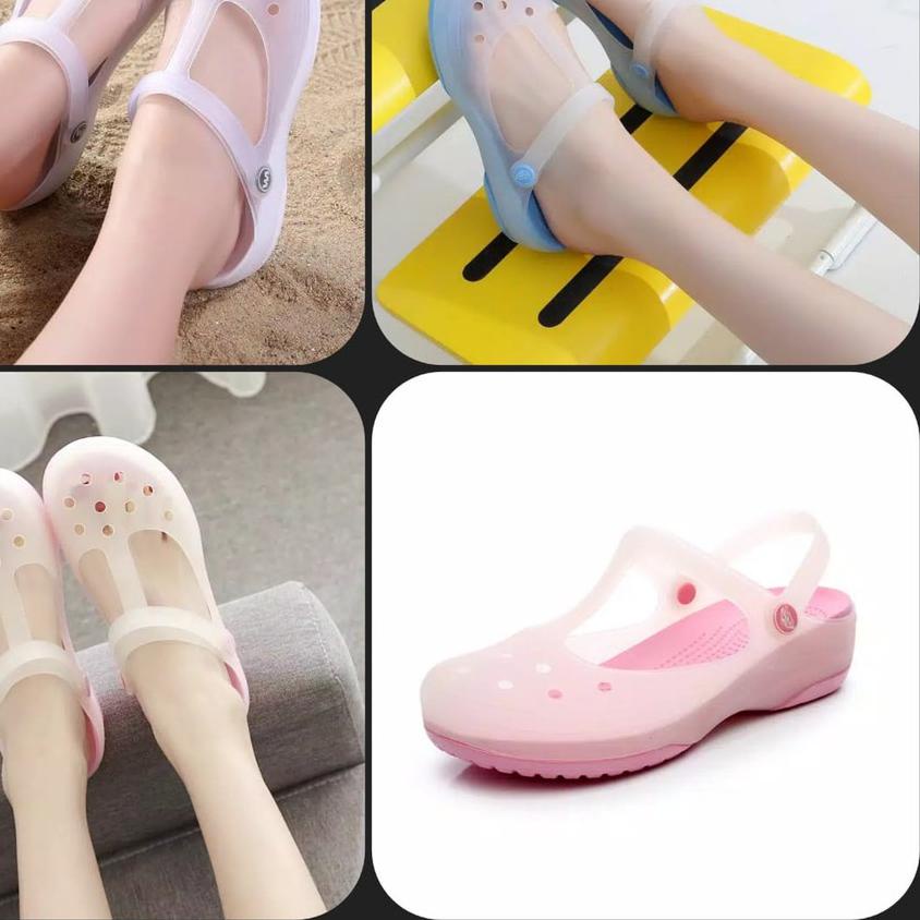 Giày sandal đi biển trong suốt hình cá mập độc đáo