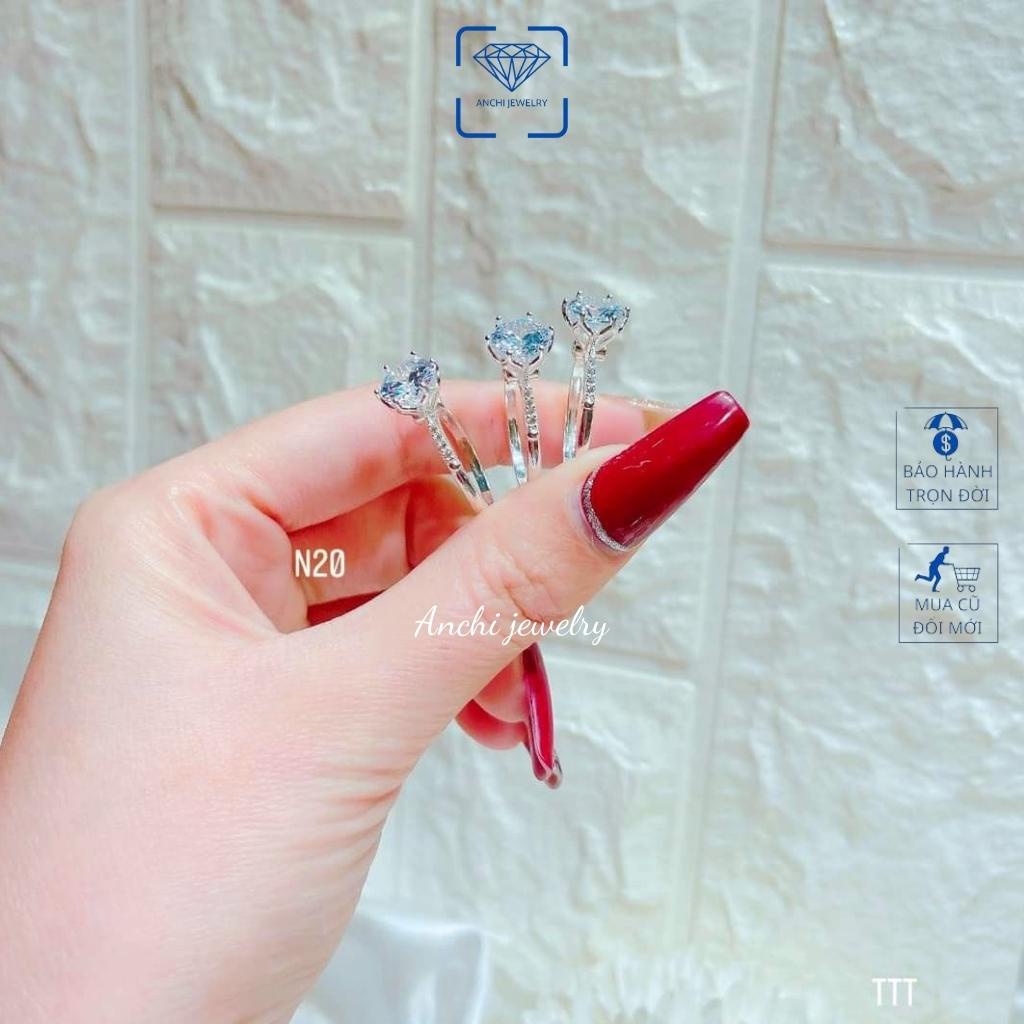 Nhẫn nữ mặt đá tròn 5ly nhô cao, bạc ta sáng đẹp - Anchi jewelry