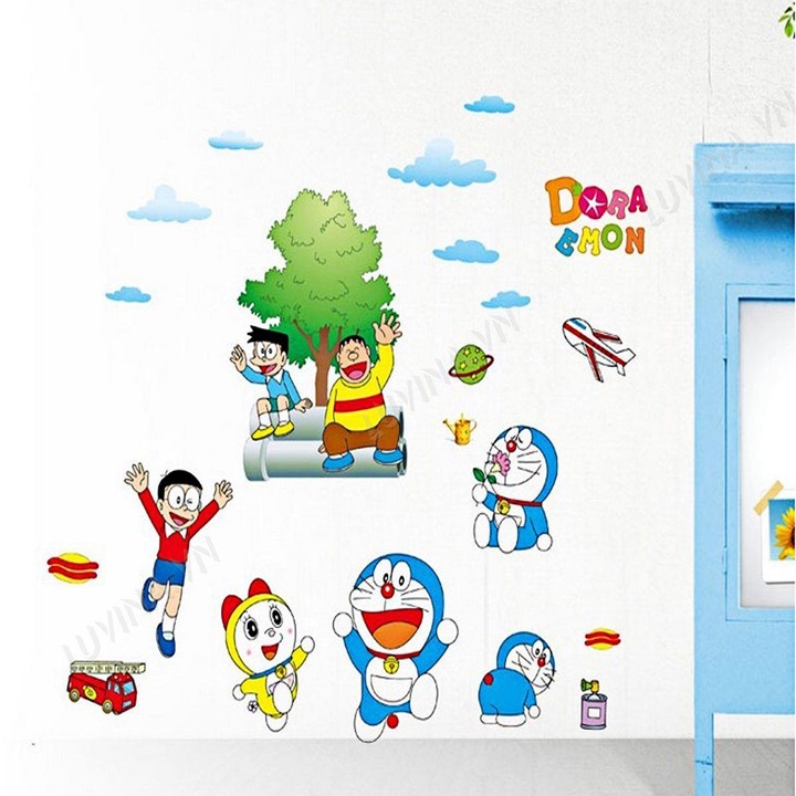 Sỉ Đề can dán tường cho bé hoạt hình công chúa elsa, nữ hoàng băng giá, doremon, hello kitty, bạch tuyết và 7 chú lùn