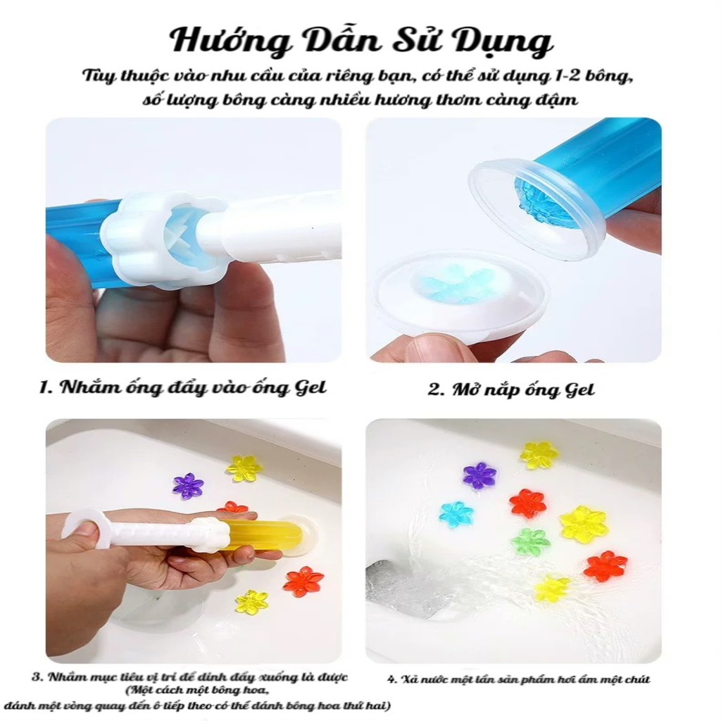 Gel khử mùi bồn cầu CozyBin gel tẩy thơm toilet nhà vệ sinh với 7 mùi thơm tự nhiên đặc biệt 14 bông hoa