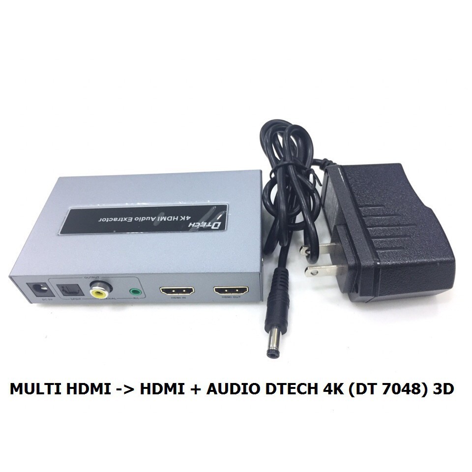 HỘP CHUYỂN TÁCH MULTI HDMI SANG HDMI VÀ AUDIO DTECH 4K DT 7048 3D
