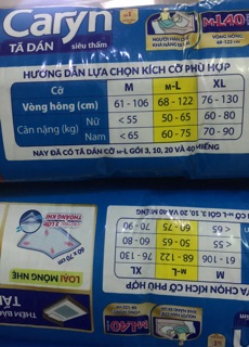 Tã dán Caryn M-L 40 miếng