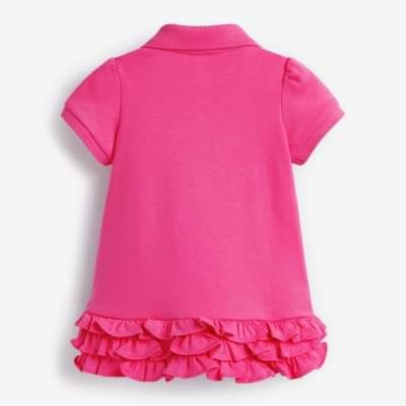 Đầm hồng Little Maven cổ polo xếp bèo hình ngựa Pony