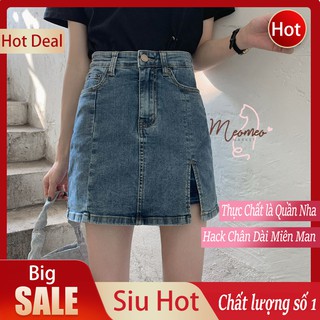Quần Short Jean Denim Nữ Giả Chân Váy Cạp Cao Hot Nhất Hè 2021 2 Màu Xanh - Đen