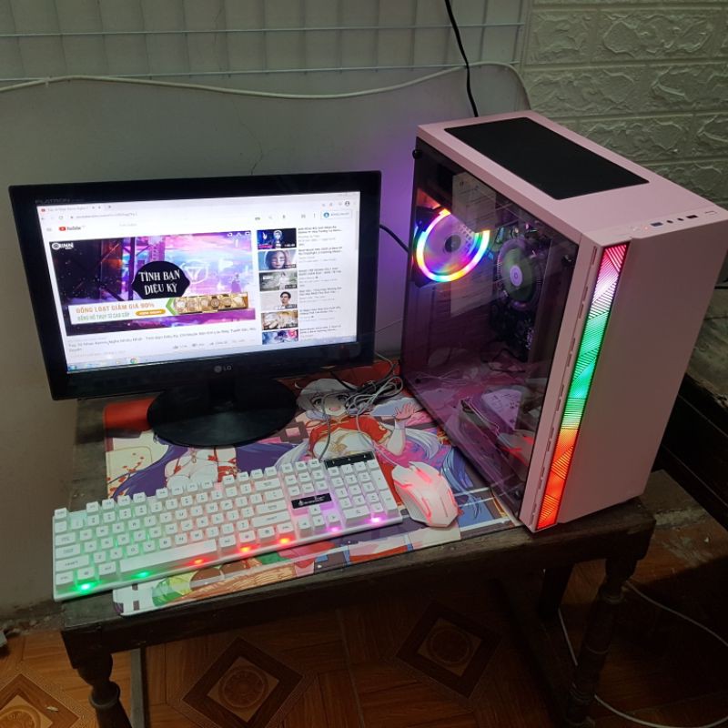 Bộ Máy Tính Mới màu hồng đẹp chơi game, văn phòng và làm kỹ thuật - vỏ hồng mới có kính trong suốt | BigBuy360 - bigbuy360.vn