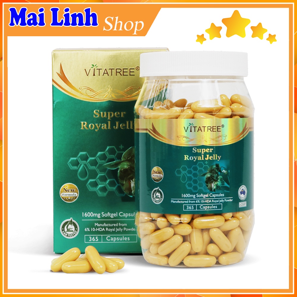 Viên Uống Sữa Ong Chúa Vitatree Royal Jelly 1600mg - Bồi Bổ Cơ Thể - Làm Đẹp Da - Hộp 365 Viên Hoặc 100 Viên