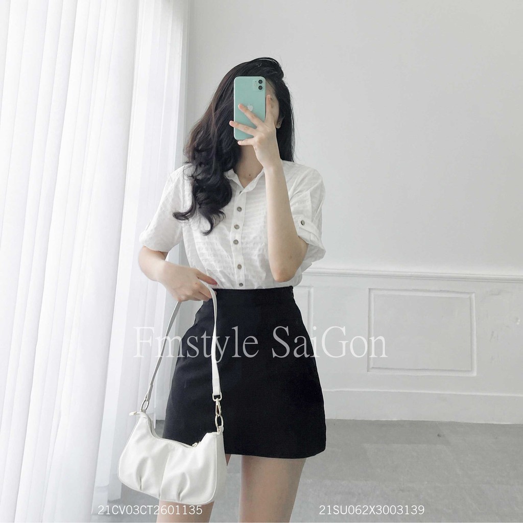 Áo sơ mi tay ngắn dây tay 6 nút ulzzang thời trang nữ Fmstyle Saigon 21SU062X3003 | BigBuy360 - bigbuy360.vn