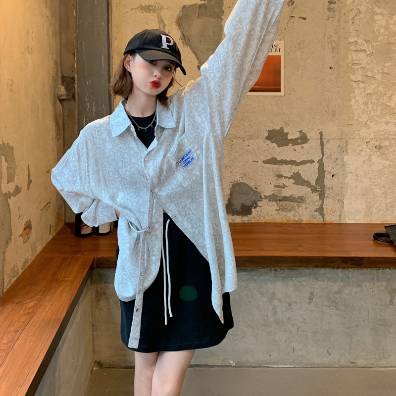 SUXI Áo sơ mi nữ tay dài dáng rộng thời trang