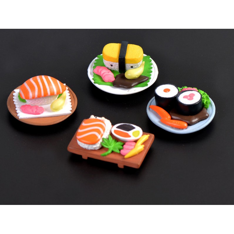 Mô hình đĩa sushi trang trí tiểu cảnh, nhà Dollhouse DIY