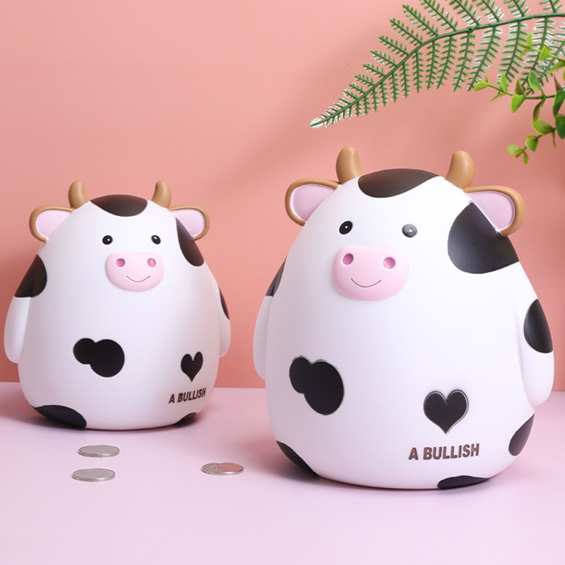 Hộp Đựng Tiền Tiết Kiệm Bằng Vinyl Hình Bò Hoạt Hình Sáng Tạo Trang Trí Phòng Ngủ/Phòng Bé