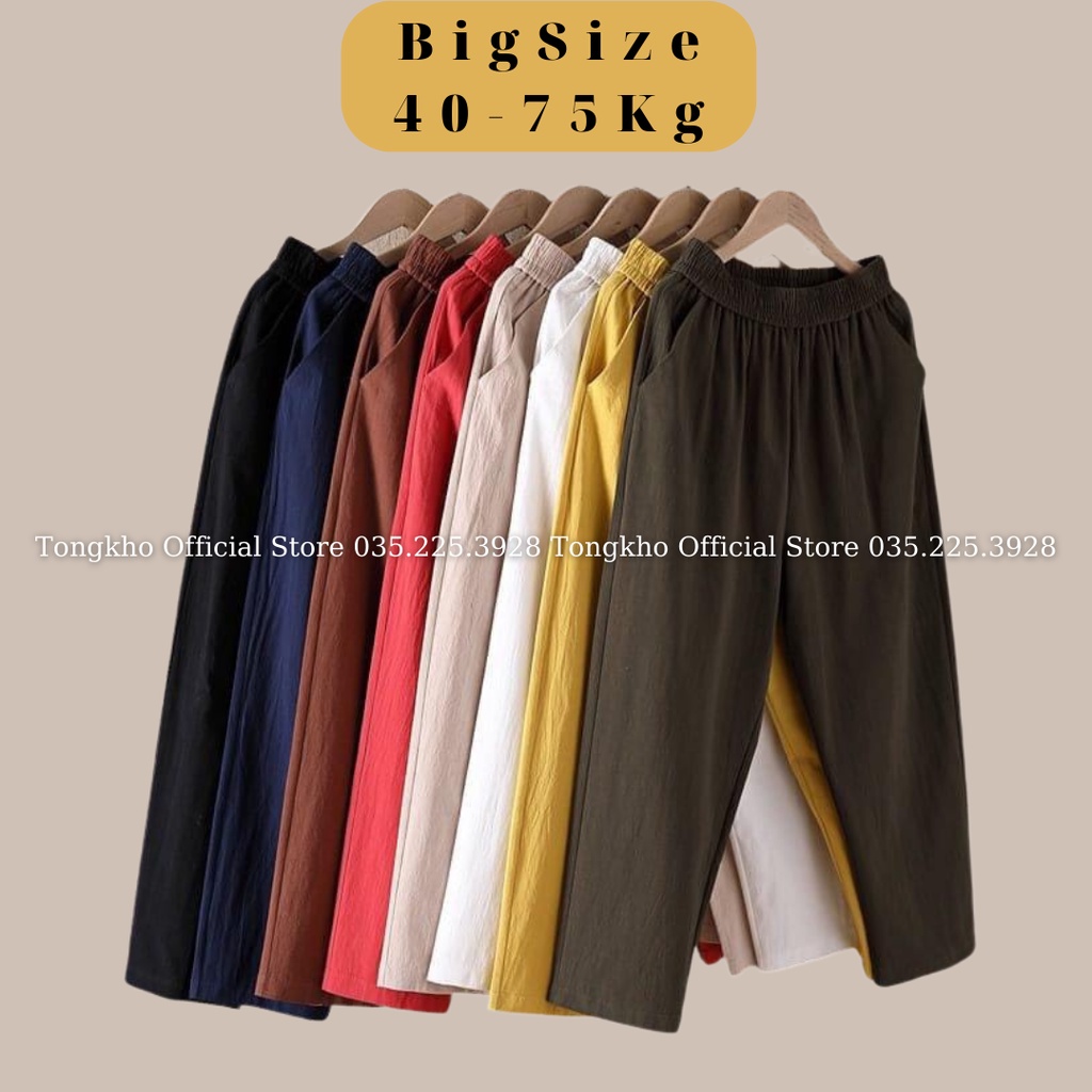 Quần baggy đũi  BIGSIZE quần đũi lưng chun chất đũi nhẹ mát 823