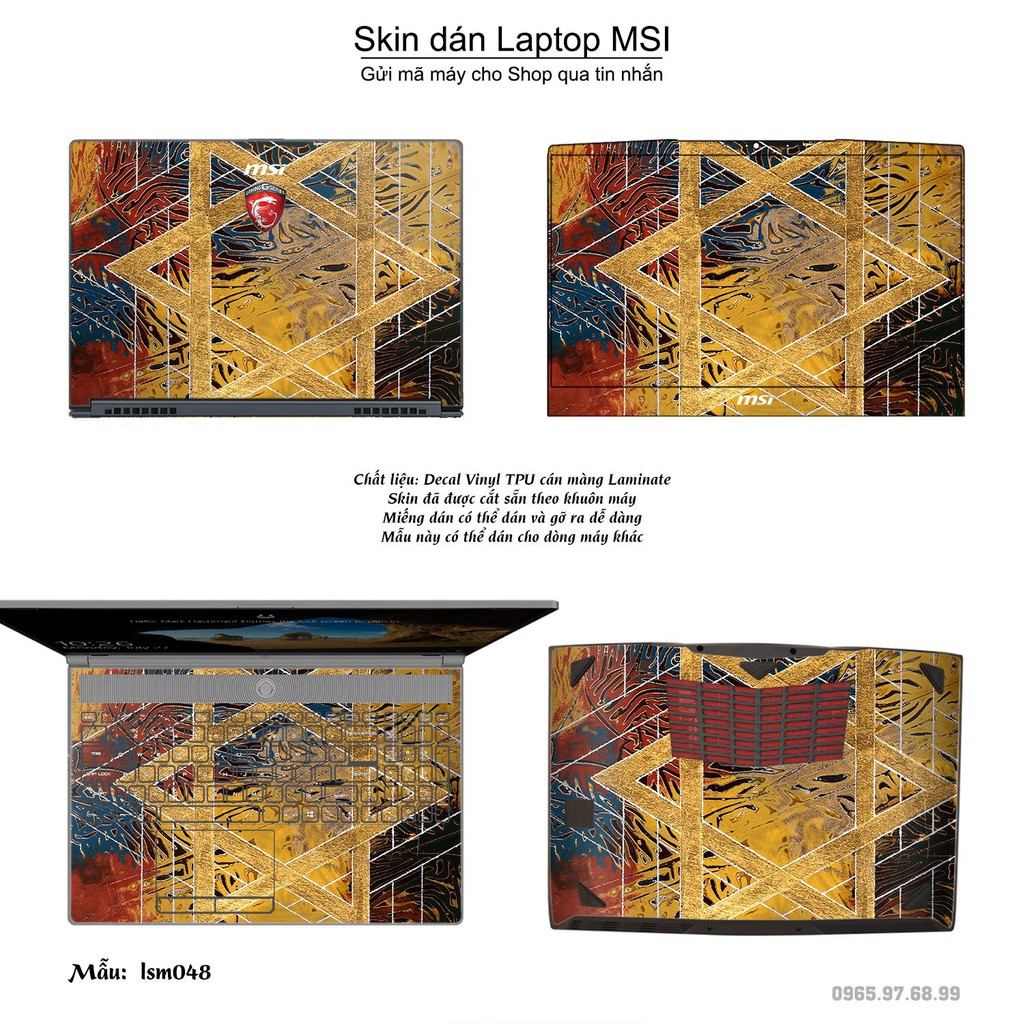 Skin dán Laptop MSI in hình Tấm Khiên David - lsm048 (inbox mã máy cho Shop)