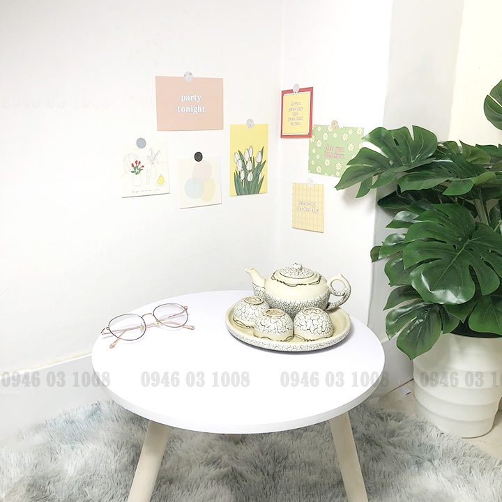 Bàn tròn FREESHIP Bàn gỗ mini dùng ngồi bệt, làm bàn trà, bàn café, decor nhà cửa siêu xinh