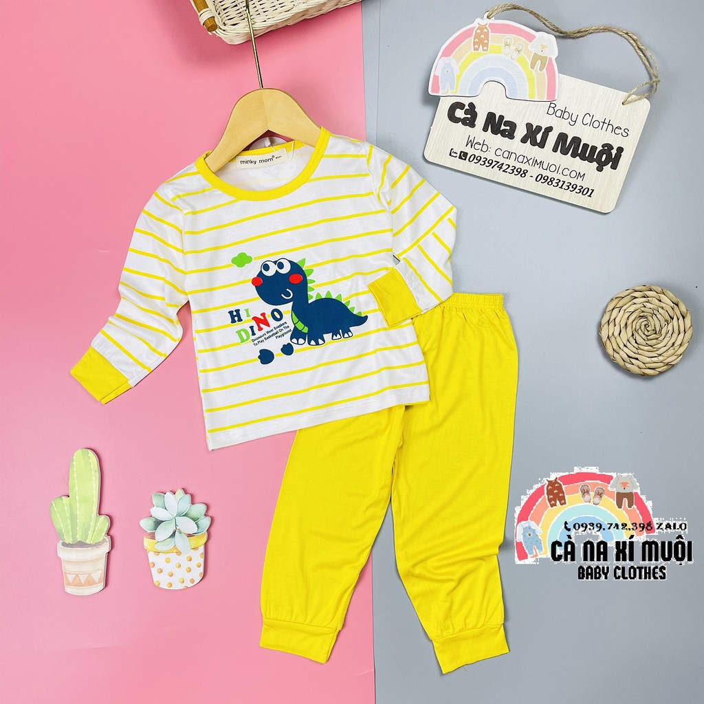 Bộ Minky Mom Thun Lạnh Dài TayFREE SHIP Hàng Chuẩn Họa Tiết Dể Thương Cho Bé Gái Bé Trai, Đủ Màu