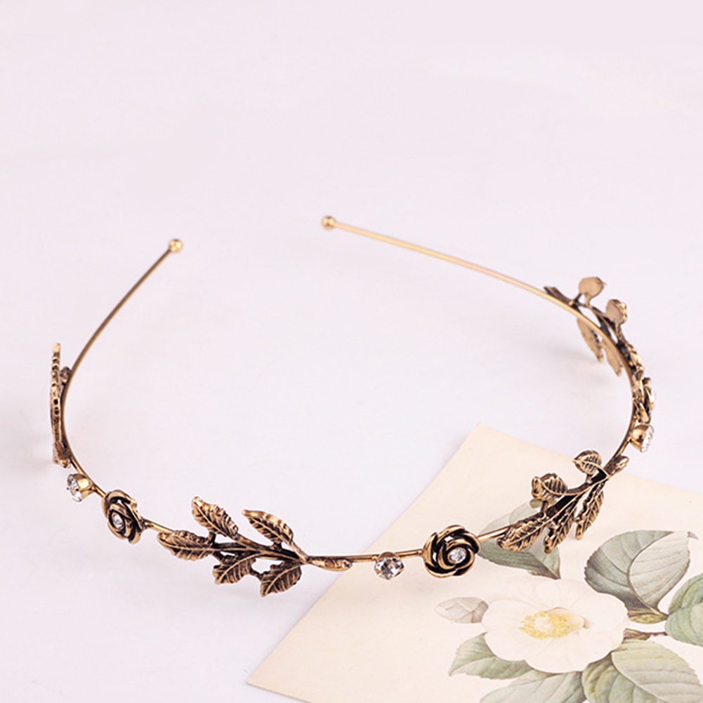 Băng đô cài tóc hình hoa hồng đính đá nhân tạo phong cách retro nữ tính