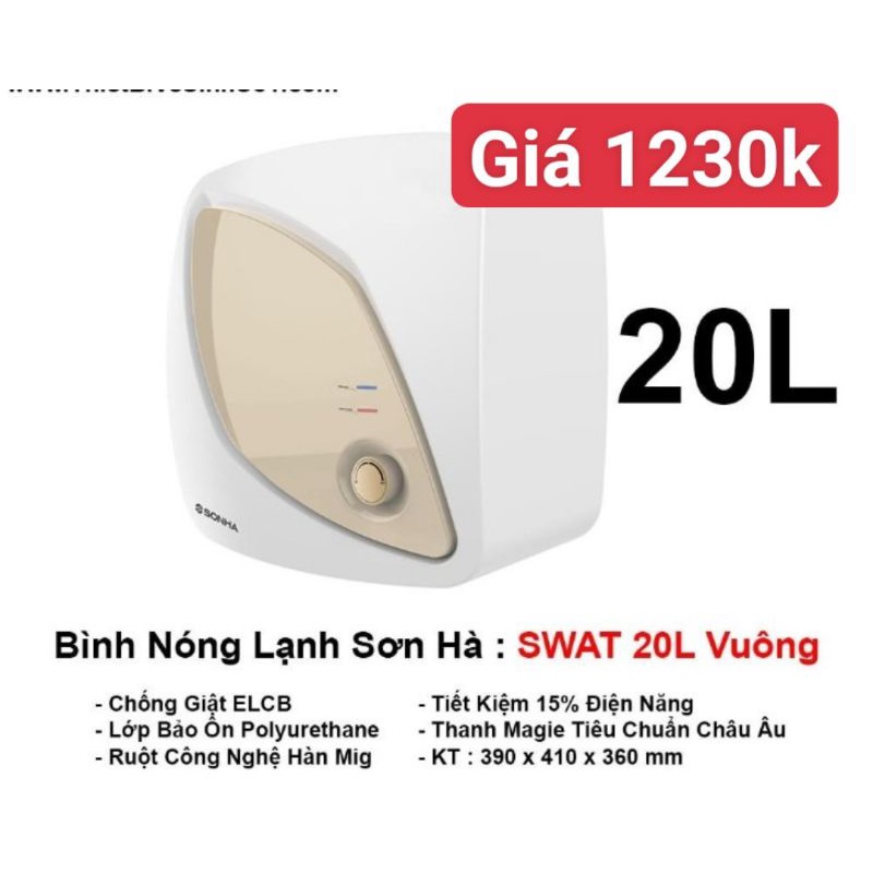 Bình nước nóng Sơn Hà SHI PLUS vuông 20 lít (S20VP)