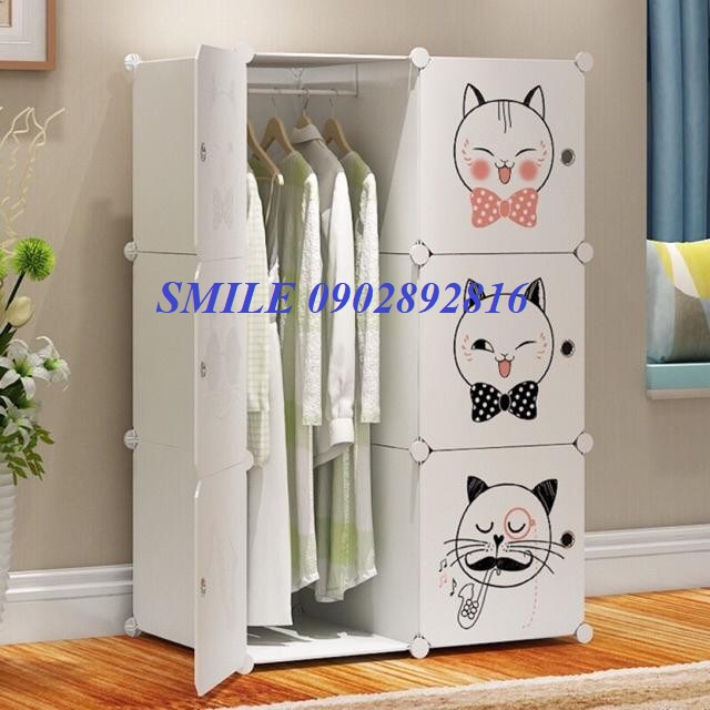 [MẪU CHO BÉ ] Tủ Nhựa Để Quần Áo Lắp Ghép 6 Ô Hình Dễ Thương Các Mẫu Tổng Hợp - Bảo Hành 1 Năm .