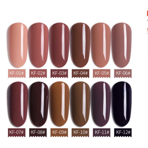 Sơn Gel AS tone nâu cafe cao cấp sét 12 màu (mã KF) | chai đen or đỏ  - dung tích 15ml chai đen đỏ bất kỳ