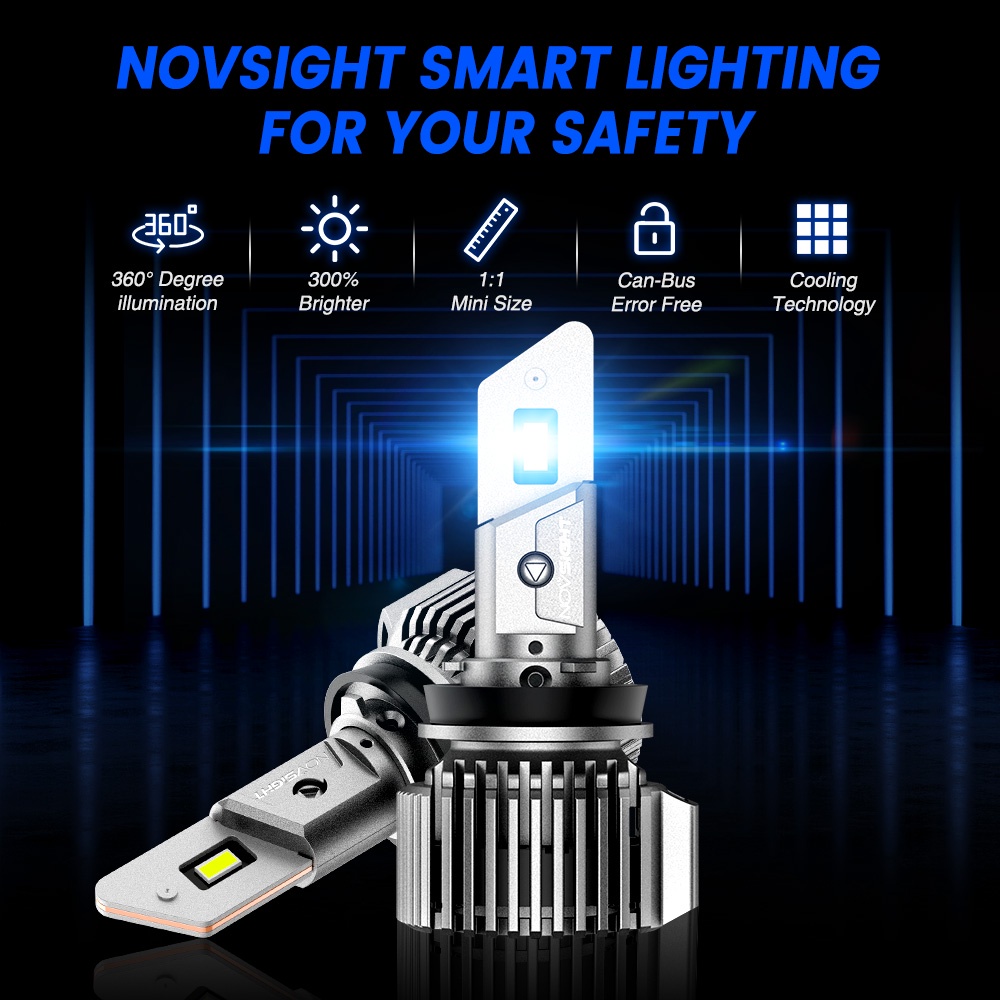 Bóng đèn pha LED NOVSIGHT siêu sáng chiếu sương mù N52 H11 H9 H8 100W 20000LM 6500K