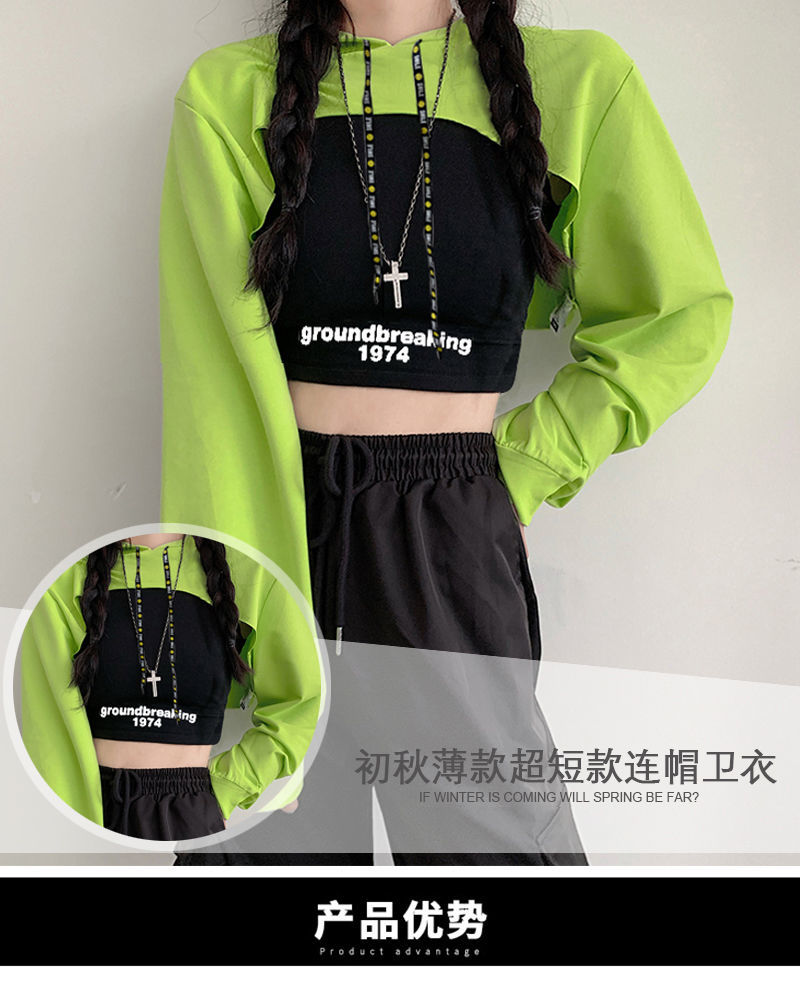 Áo Hoodie Lửng Tay Dài Thời Trang Mùa Thu 2020 Cho Nữ