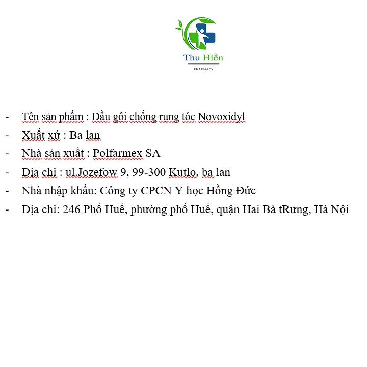 Dầu gội ngăn rụng tóc, kích thích mọc tóc Novoxidyl, giảm rụng tóc,tăng độ đàn hồi cho tóc ( 200 ml )