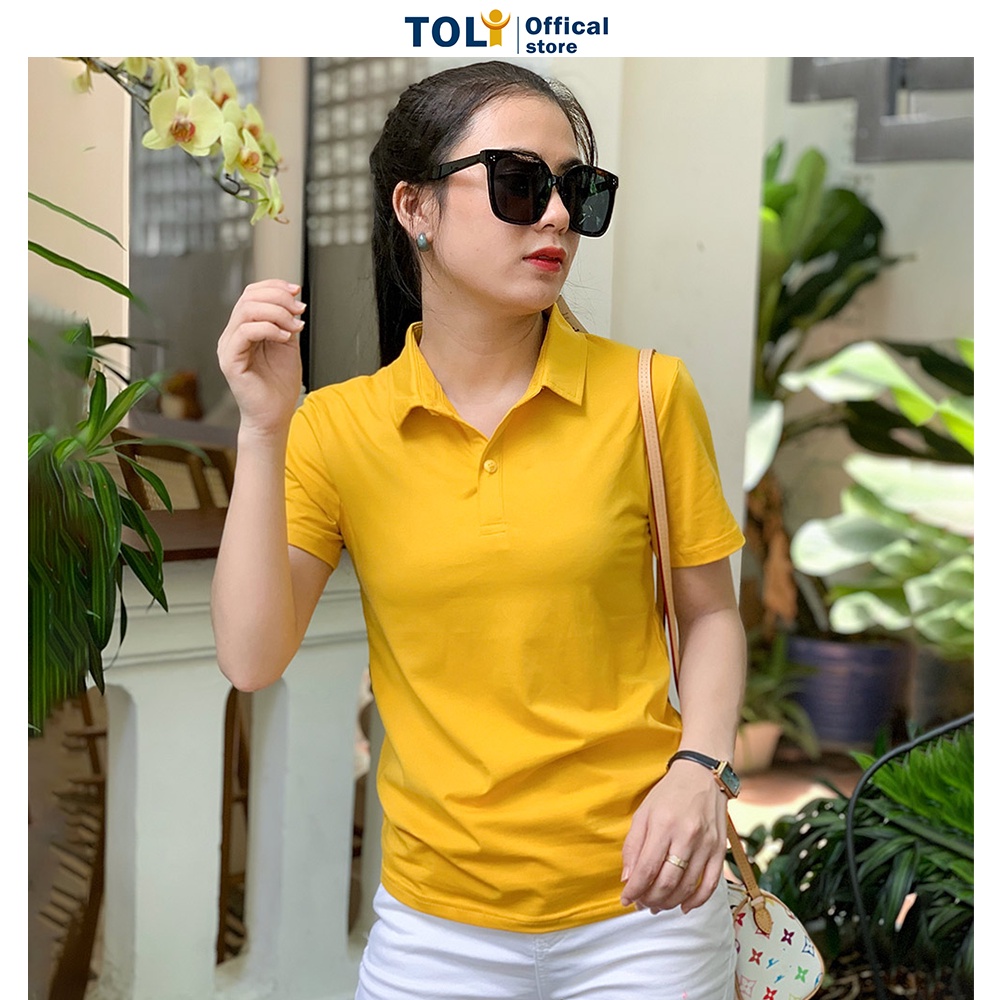 Áo thun nữ Cổ Sơ Mi (Cổ trụ) TOLI, chất cotton 4 chiều mềm mịn, co dãn Màu Tím