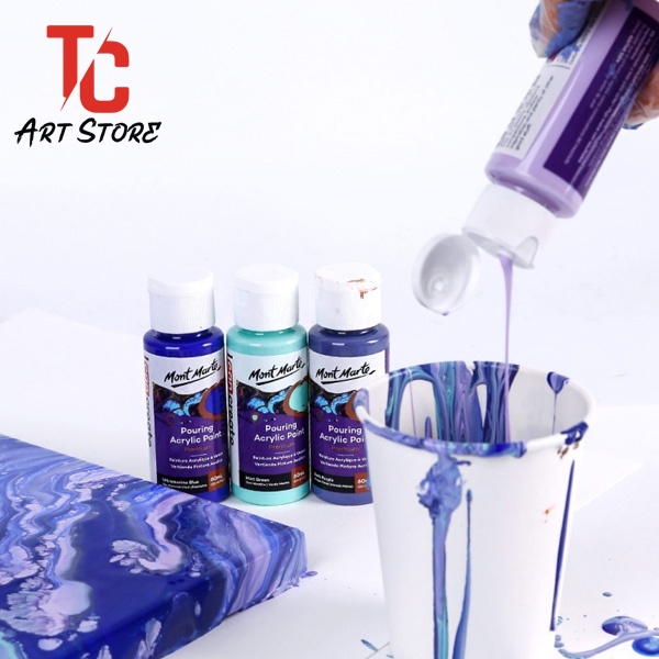 Bộ màu đổ MONT MARTE Premium Pouring Acrylic Paint set 4 chai 60ml - TC ART