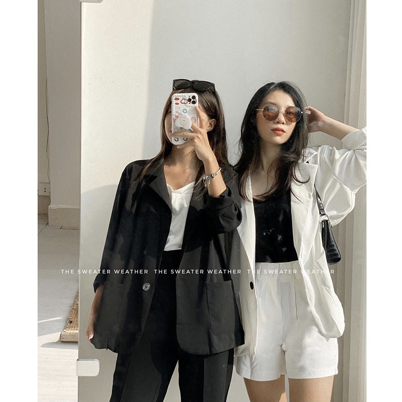 Áo Vest Trơn Voan Mỏng- Áo Blazer Voan Dài Tay M855