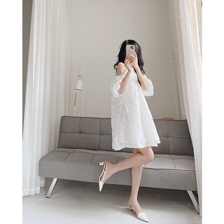 Váy cut out vai hoa nổi Samhyewear