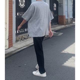 Áo thun oversize Gu Form Boxy Basic trơn màu (Trắng/Xám )