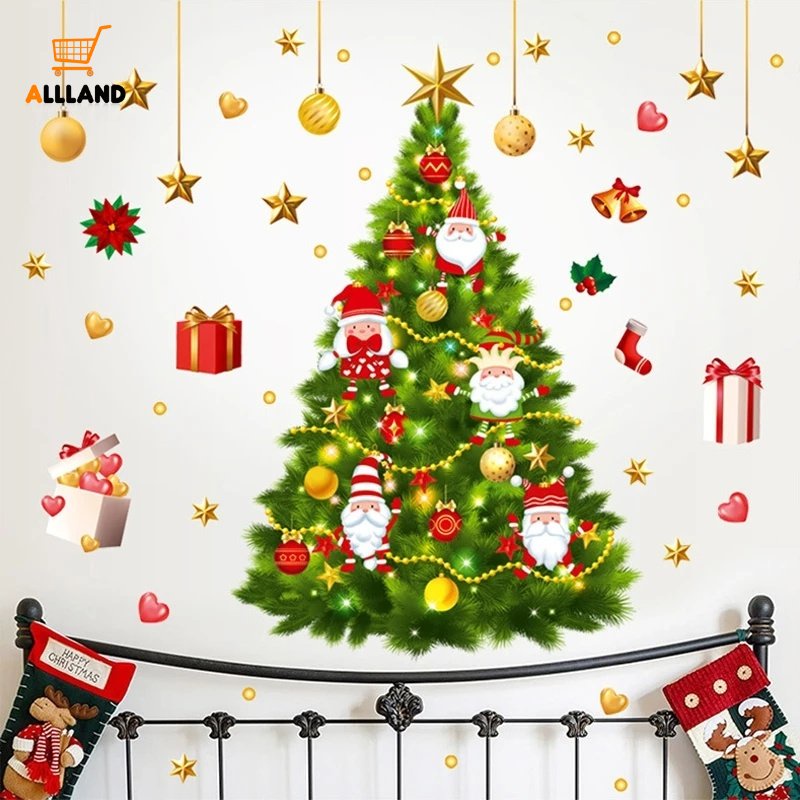 Đề Can PVC Hình Ông Già Noel / Người Tuyết Hoạt Hình Dễ Thương Trang Trí Cửa Kính / Cửa Sổ DIY