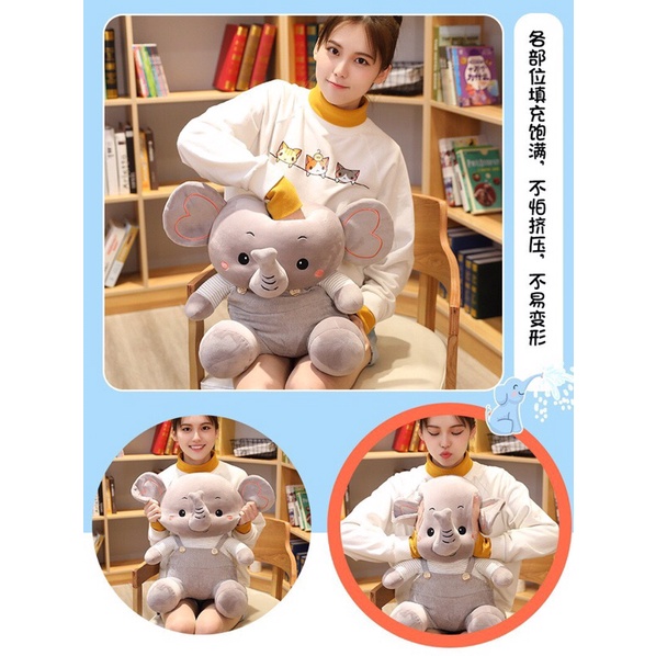 Gấu nhồi bông vải Miniso mềm mại an toàn cho bé hình Chú Voi Con đáng yêu