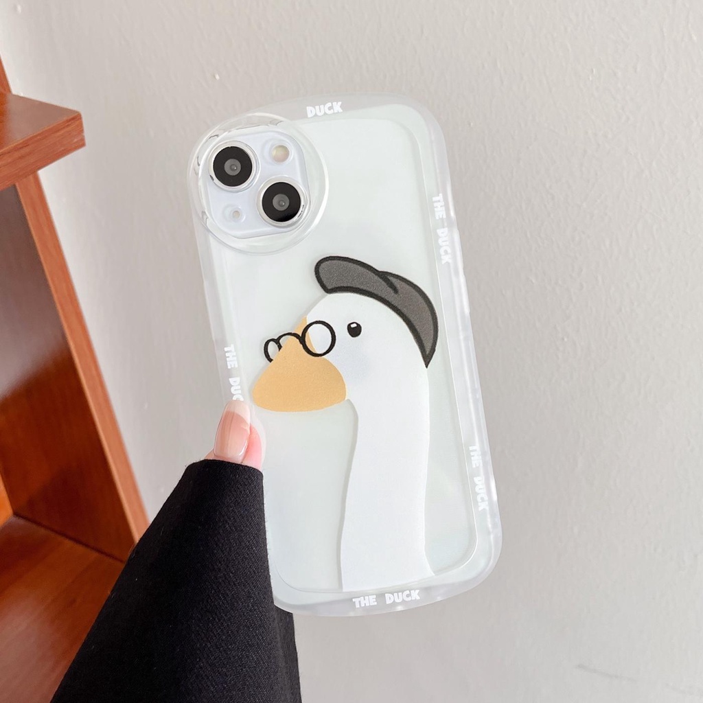 Ốp Điện Thoại Tpu Dẻo Trong Suốt Họa Tiết Chú Vịt Vui Nhộn Chống Sốc Cho iPhone 13 12 mini 11 Pro xs max xr 7 / 8plus