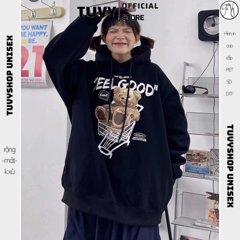 Hoodie nỉ nam nữ TUVY Áo Hoodie GẤU GOOD Ulzzang Unisex Dày ấm