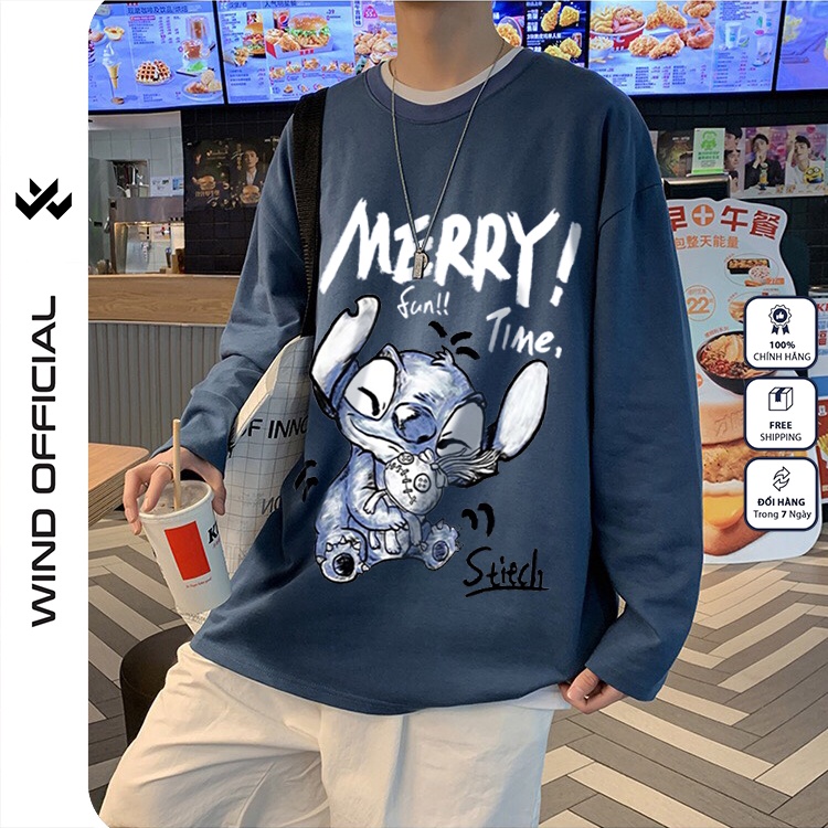 Áo thun tay dài WIND phông unisex form rộng MERRY sweater thời trang nam nữ oversize