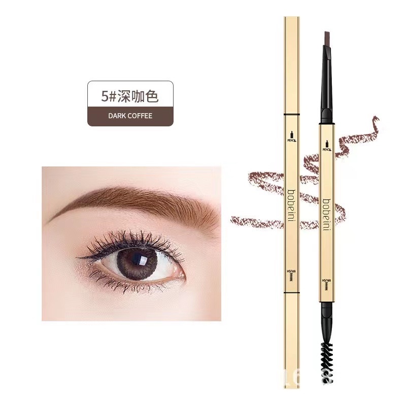 Bút Chì Kẻ Lông Mày Hình Tam Giác Lâu Trôi Không Lem Màu Vàng Kèm Đũa Nhỏ Hai Đầu Siêu Mảnh Chống Nước Chống Mồ Hôi