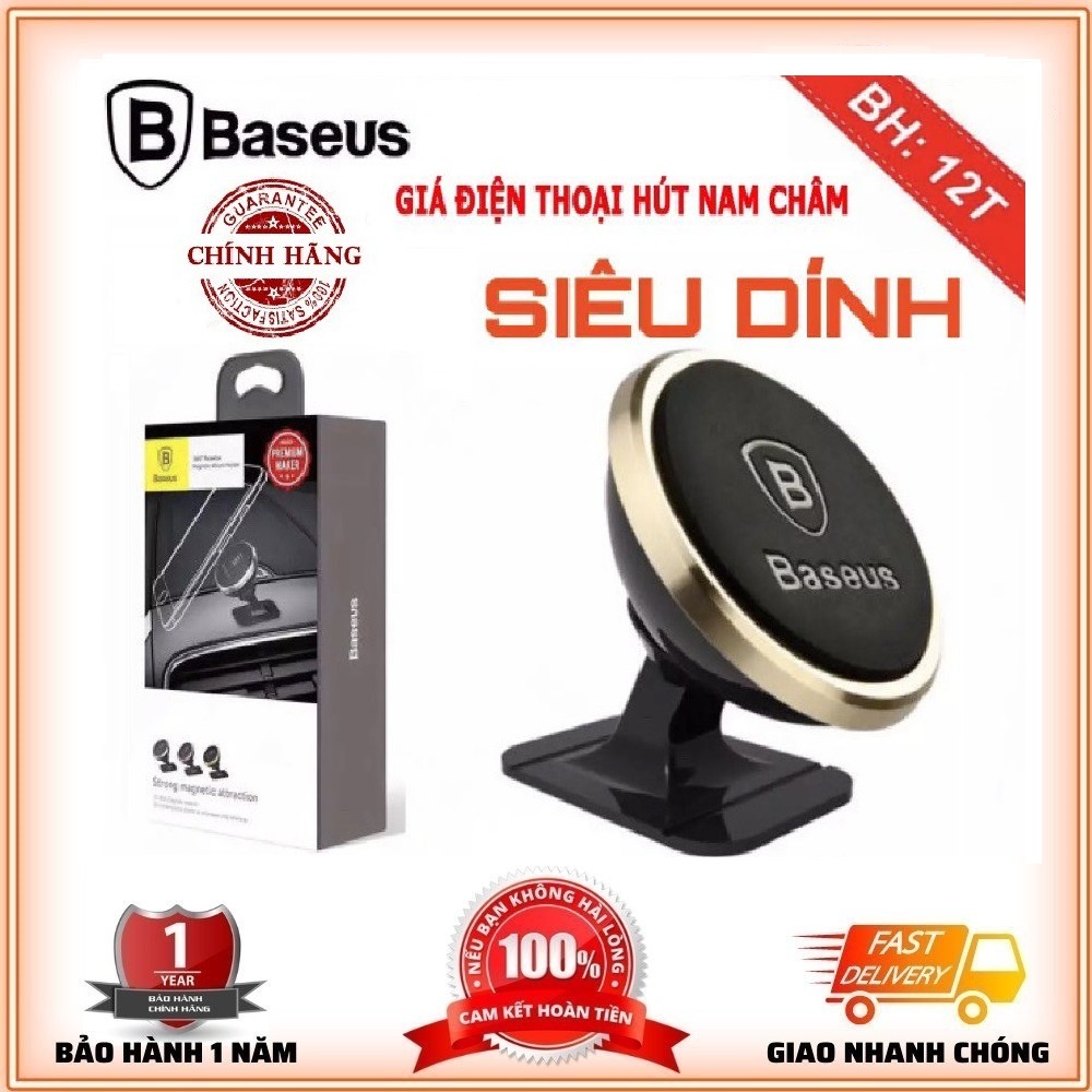 Bộ Đế Giữ Điện Thoại Baseus SUGENT-NT0V💎CAO CẤP💎Giá Đỡ Điện Thoại Hít Nam Châm Gắn Trên Ô Tô, Xoay 360 Độ - Bảo Hành 12T