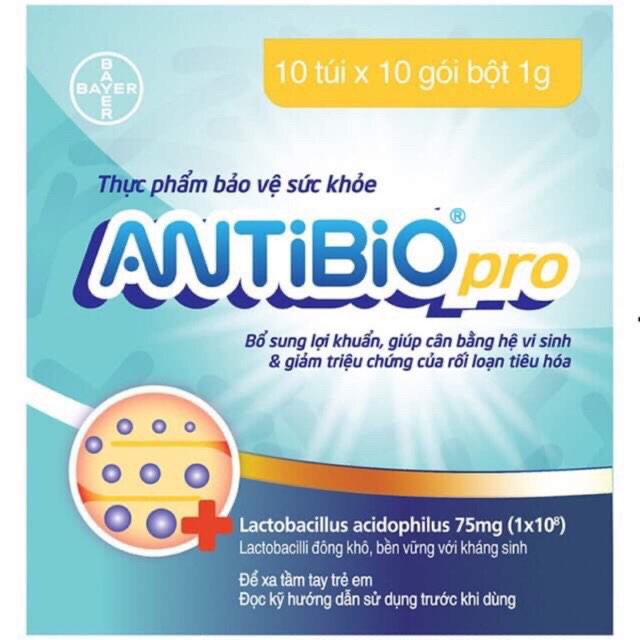 Men vi sinh Antibio Pro 1g (Hàn Quốc)(hàng chính hãng Bayer nhập khẩu)(hộp 100gói) cho mọi lứa tuổi