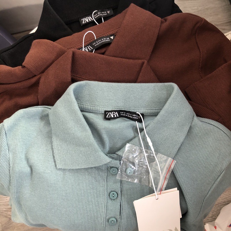 Áo Polo croptop Zara Auth HÀNG SẴN CÓ ẢNH THẬT