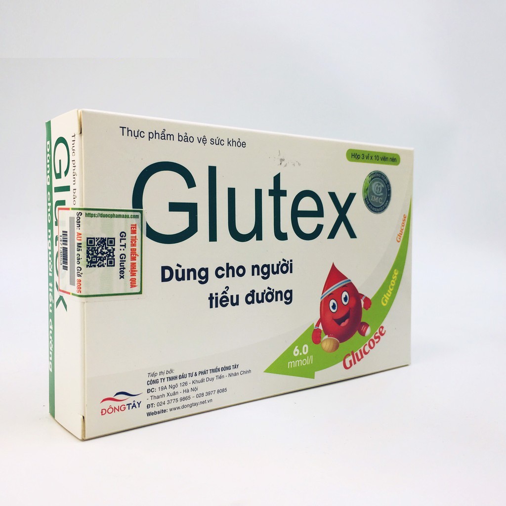 GLUTEX LÁ XOÀI - Hỗ trợ hạ đường huyết, ngăn ngừa biến chứng bệnh tiểu đường (Hộp 30 viên)