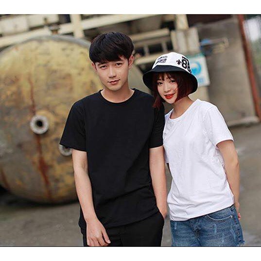 áo phông unisex trơn hai màu trắng đen nam nữ | BigBuy360 - bigbuy360.vn