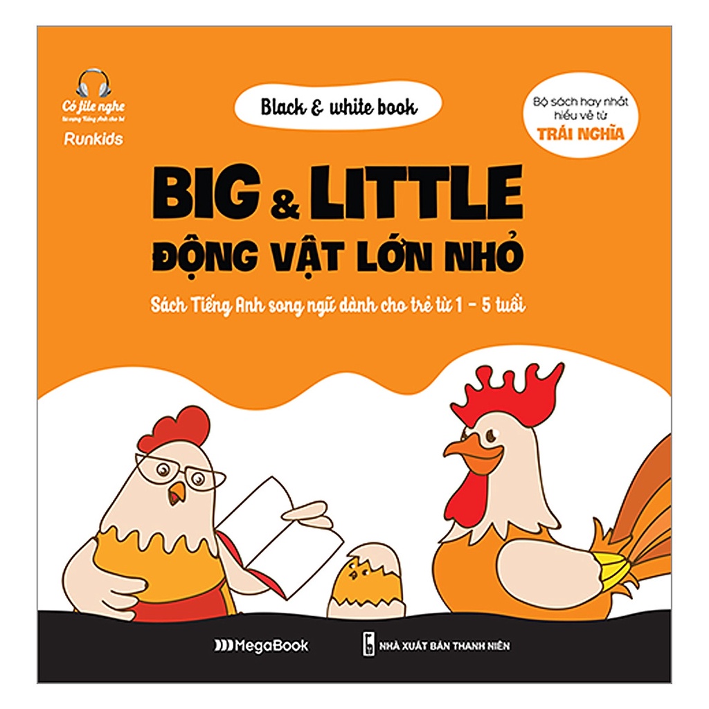 Sách Black &amp; White book - Big &amp; Little - Động vật lớn nhỏ (Sách Tiếng Anh song ngữ)