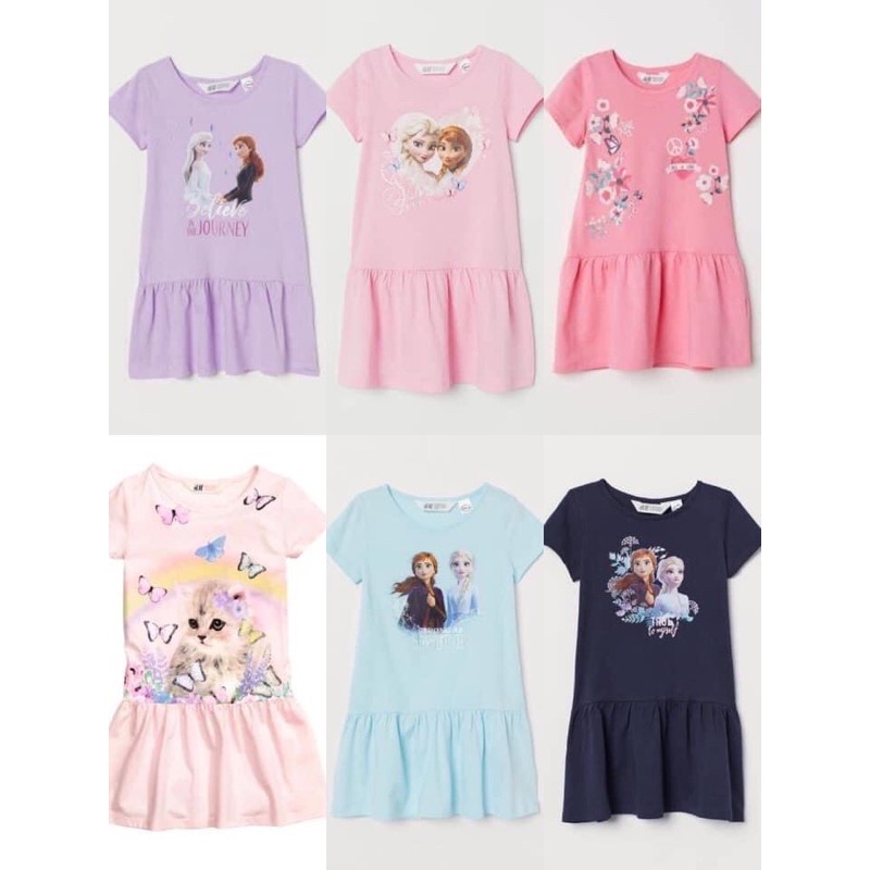 váy cotton hm cộc tay cho bé gái