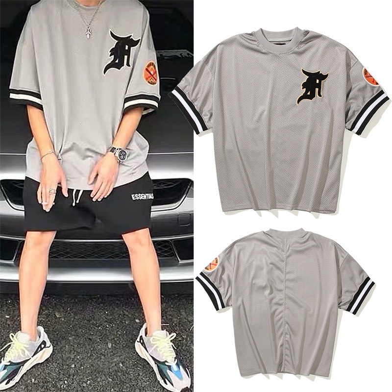 Áo Thun Cotton Lưới Ngắn Tay In Chữ Fear OF GOD FOG ESSENTIALS Thời Trang Thường Ngày Cho Cặp Đôi