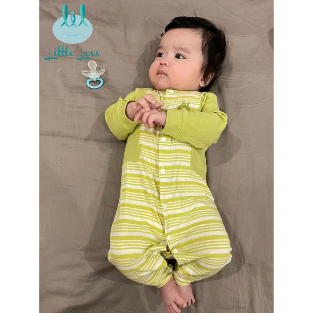 Body Little love cài thẳng vải peptit phối kẻ chuôi size 0-6M