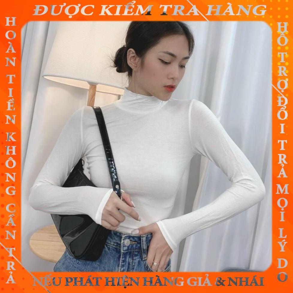Áo Thun Nữ BODY Tay Dài Cổ Lọ Màu Trơn - Chất Borip Lụa Thoáng Mát Thấm Hút Mồ Hôi - Ảnh Thật nhasu