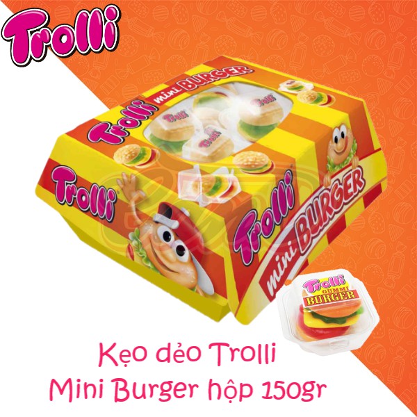[Mã GRO2405 giảm 10% đơn 250K] Kẹo dẻo Trolli Mini Burger hộp 150gr